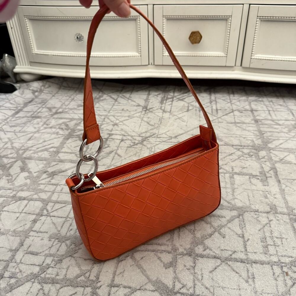 Bold Orange Woven Handbag Statement Shoulder Purs… - image 2